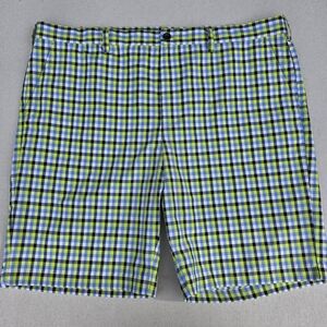 IZOD Yellow Green Plaid Golf Shorts Mens Size 42